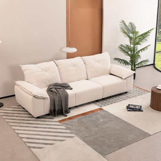 Divano beige 102.34 a 3 posti con federa e schienale rimovibili per soggiorno