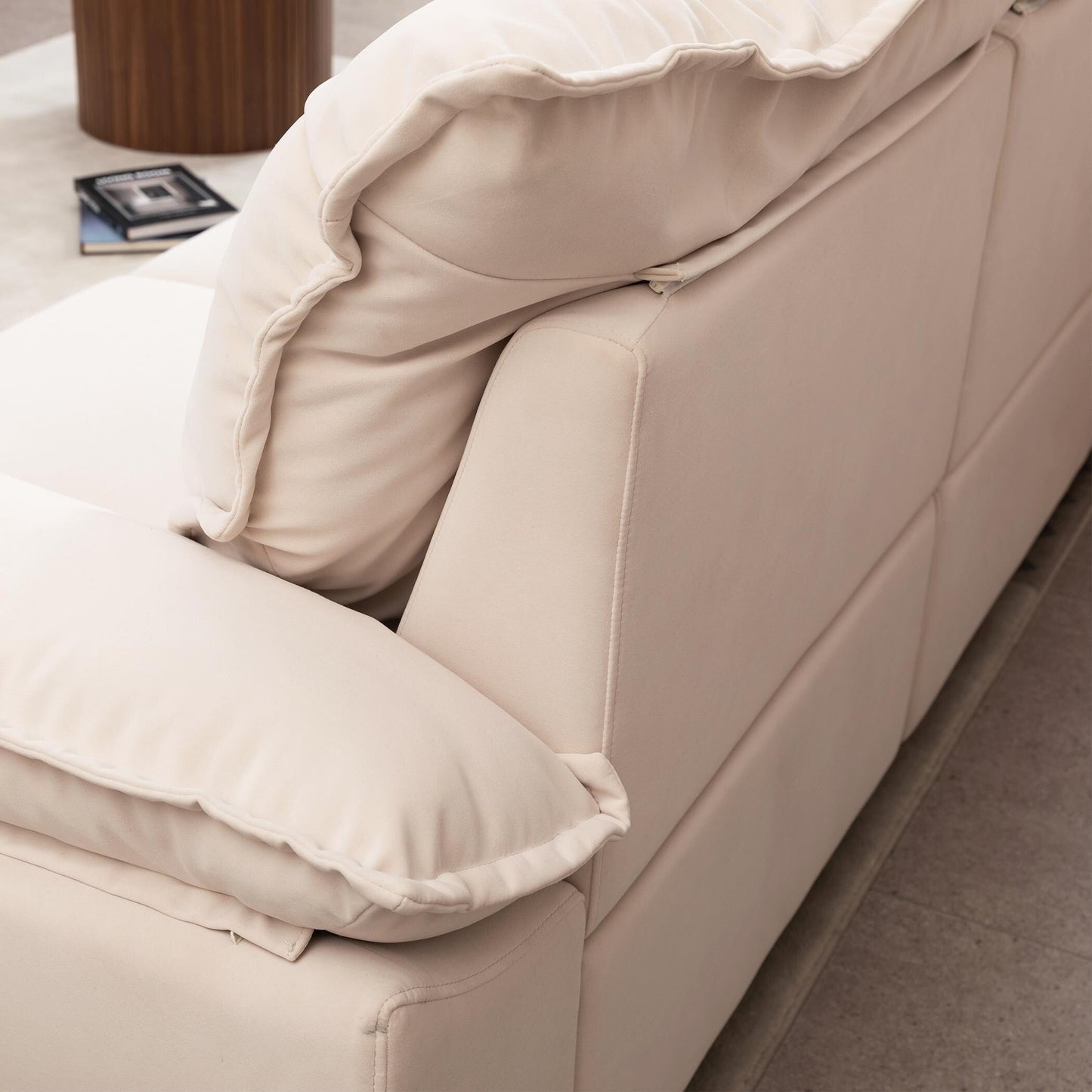 Divano beige 102.34 a 3 posti con federa e schienale rimovibili per soggiorno