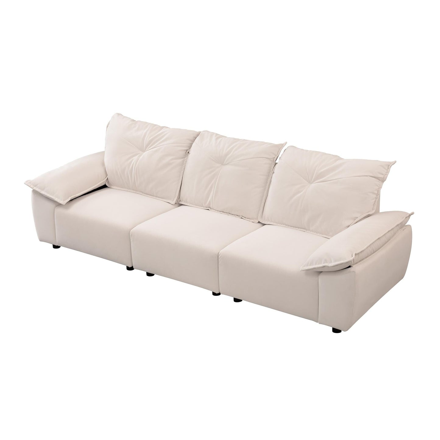 Divano beige 102.34 a 3 posti con federa e schienale rimovibili per soggiorno