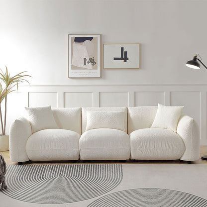 Divano in tessuto bouclé beige da 102,36'' con cuscini e cuscino spesso