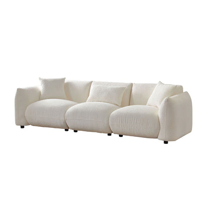 Divano in tessuto bouclé beige da 102,36'' con cuscini e cuscino spesso