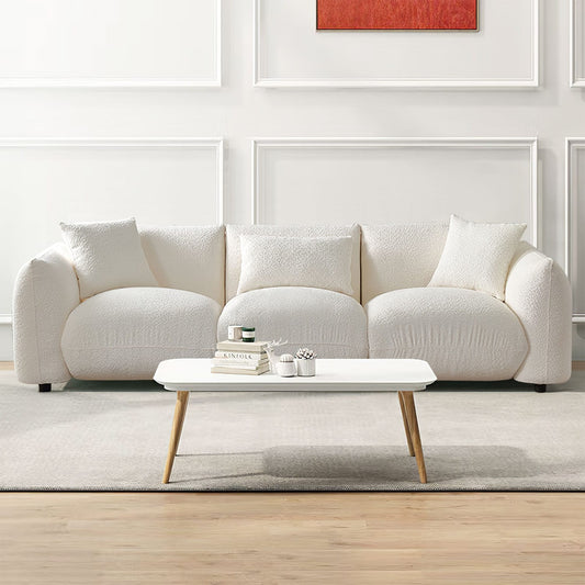 Divano in tessuto bouclé beige da 102,36'' con cuscini e cuscino spesso
