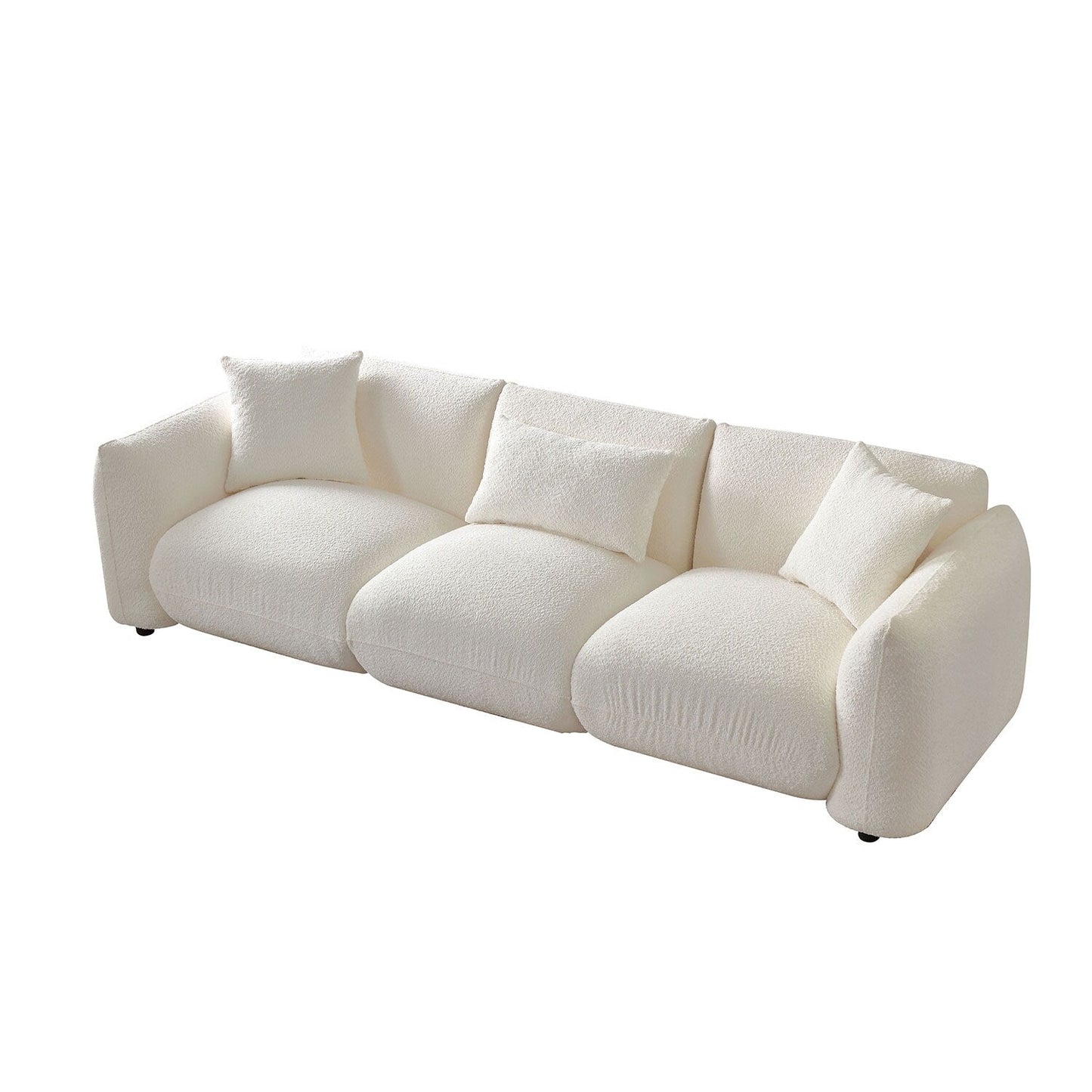Divano in tessuto bouclé beige da 102,36'' con cuscini e cuscino spesso