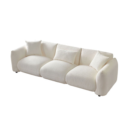 Divano in tessuto bouclé beige da 102,36'' con cuscini e cuscino spesso
