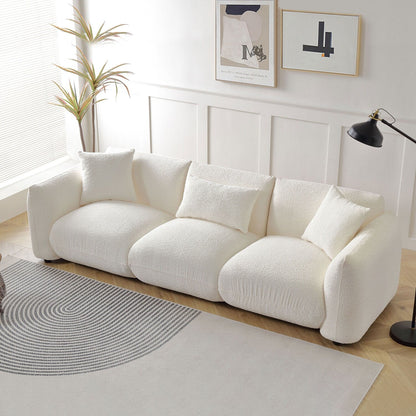 Divano in tessuto bouclé beige da 102,36'' con cuscini e cuscino spesso