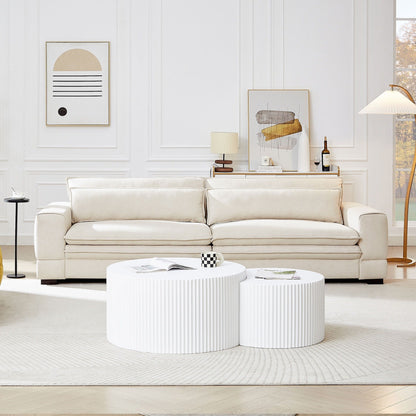 Divano in tessuto beige da 104,72'' a 4 posti con gambe in legno per appartamento o ufficio