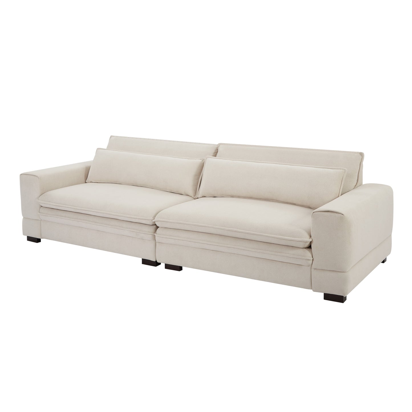 Divano in tessuto beige da 104,72'' a 4 posti con gambe in legno per appartamento o ufficio
