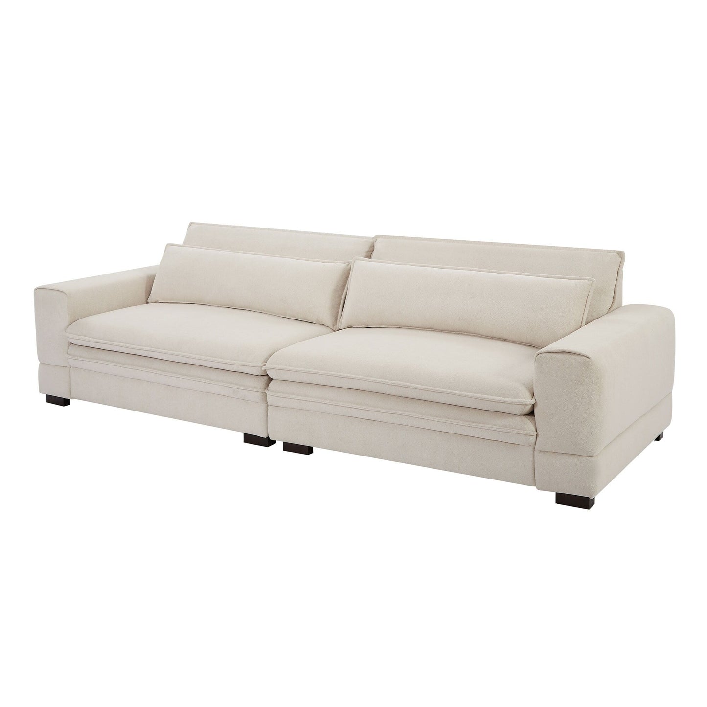Divano in tessuto beige da 104,72'' a 4 posti con gambe in legno per appartamento o ufficio