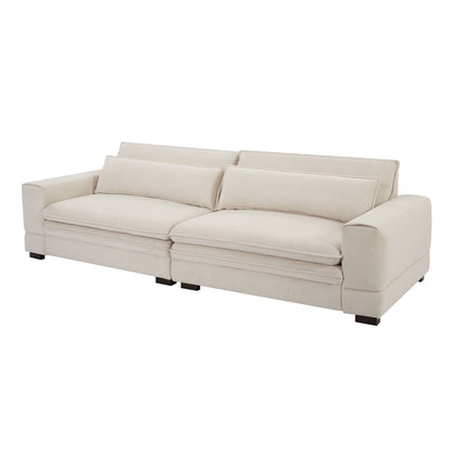 Divano in tessuto beige da 104,72'' a 4 posti con gambe in legno per appartamento o ufficio