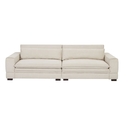 Divano in tessuto beige da 104,72'', contemporaneo, a 4 posti, con gambe in legno - Design elegante e resistente per appartamenti e uffici
