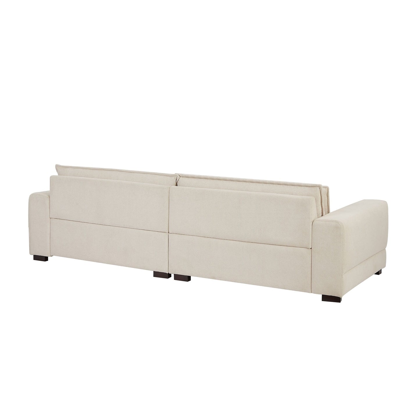 Divano in tessuto beige da 104,72'', contemporaneo, a 4 posti, con gambe in legno - Design elegante e resistente per appartamenti e uffici