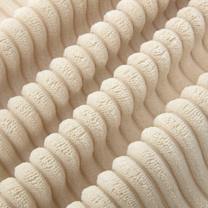 Divano a 3 posti imbottito in velluto a coste beige 105 con cuscini posteriori rimovibili e 5 cuscini per soggiorno