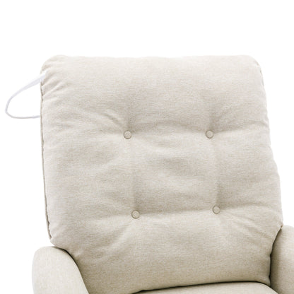 Poltrona reclinabile beige girevole a 270° con porte USB, base basculante, tasca laterale e lampada touch per uso domestico