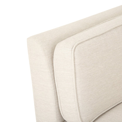 Divano beige a 3 posti con gambe in legno di betulla e cuscini laterali