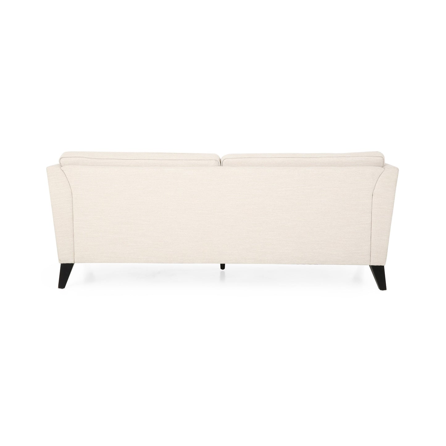 Divano beige a 3 posti con gambe in legno di betulla e cuscini laterali