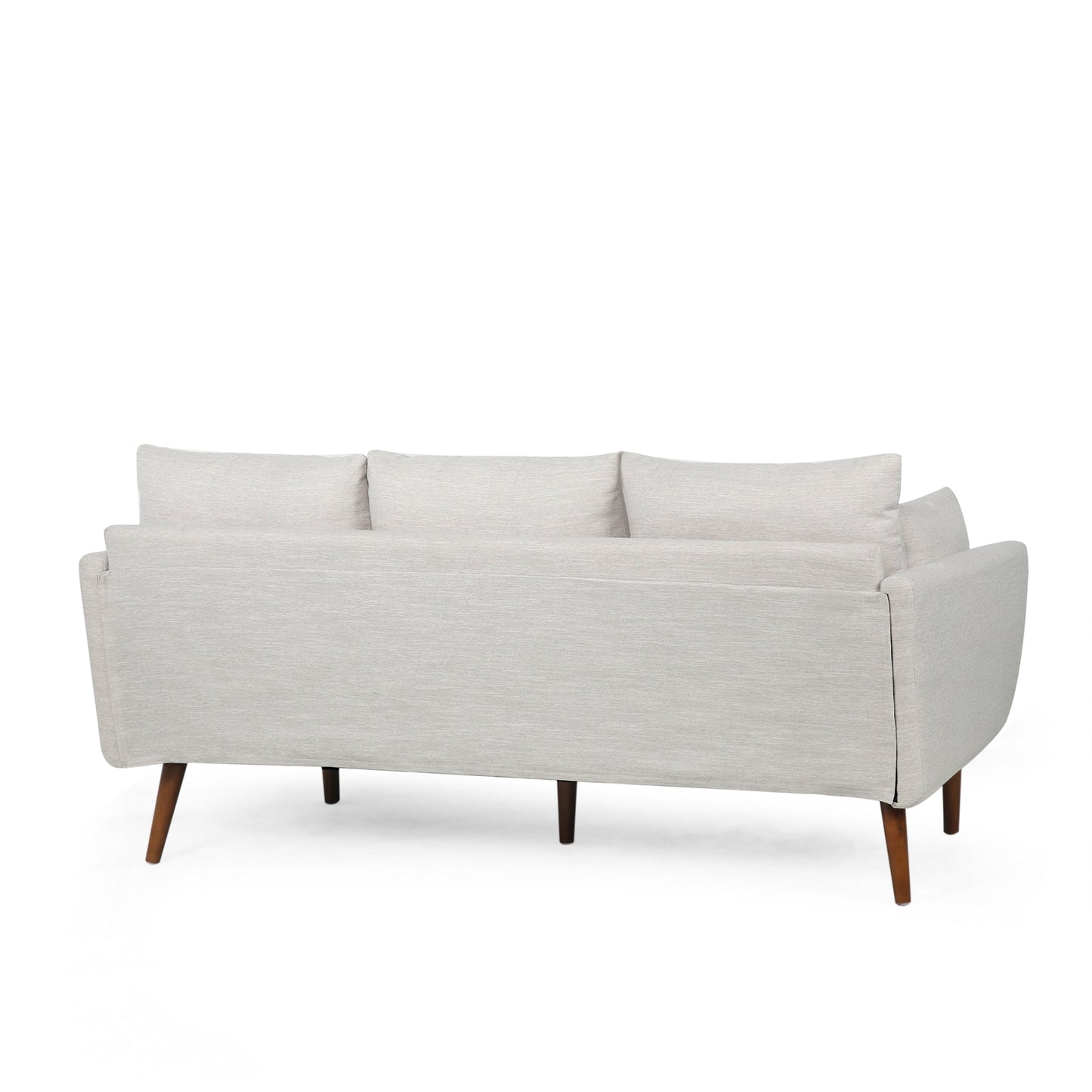 Divano beige a 3 posti con gambe e cuscini in betulla