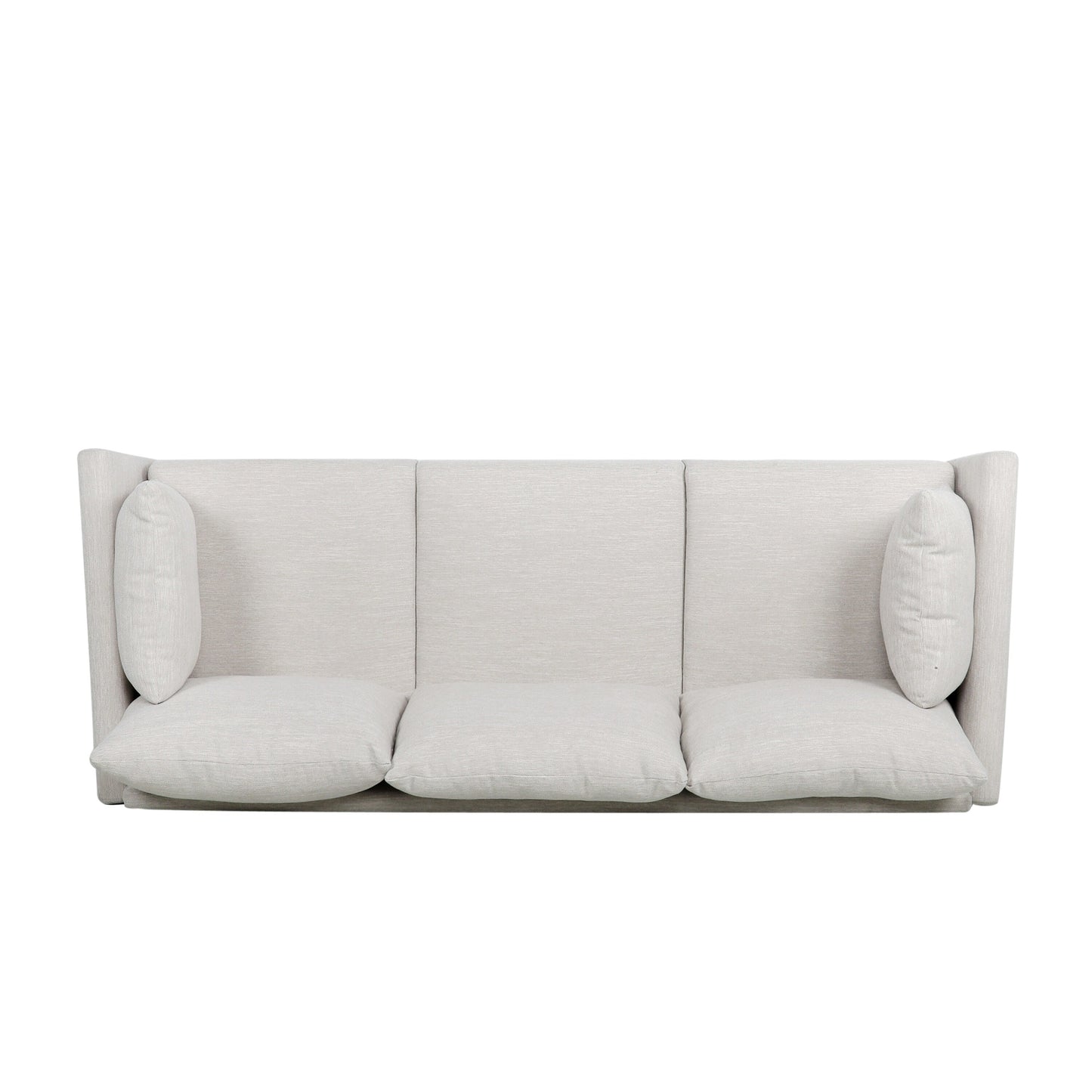 Divano beige a 3 posti con gambe e cuscini in betulla