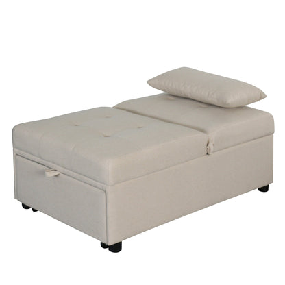 Divano letto singolo pieghevole beige da 39,8 pollici con schienale regolabile e cuscini per soggiorno