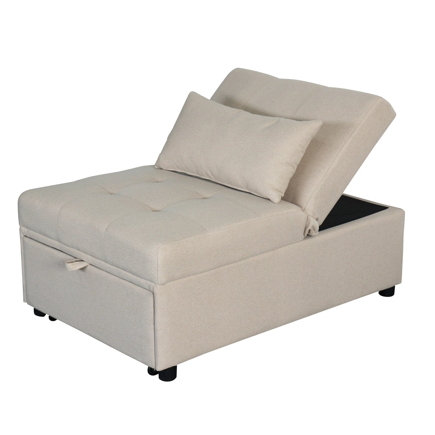 Divano letto singolo pieghevole beige da 39,8 pollici con schienale regolabile e cuscini per soggiorno