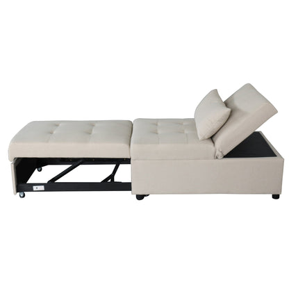 Divano letto singolo pieghevole beige da 39,8 pollici con schienale regolabile e cuscini per soggiorno