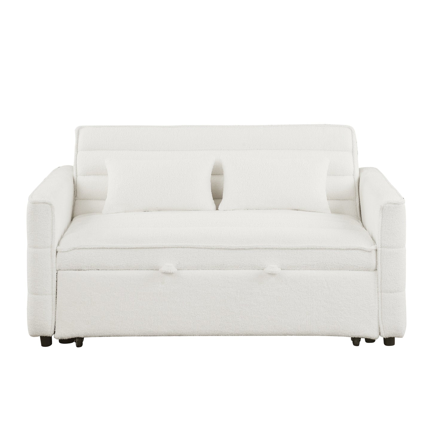 Divano letto trasformabile in divano letto Boucle beige 55.12 con schienale regolabile e 2 cuscini per la vita per il soggiorno