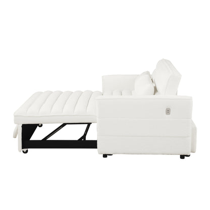 Divano letto trasformabile in divano letto Boucle beige 55.12 con schienale regolabile e 2 cuscini per la vita per il soggiorno
