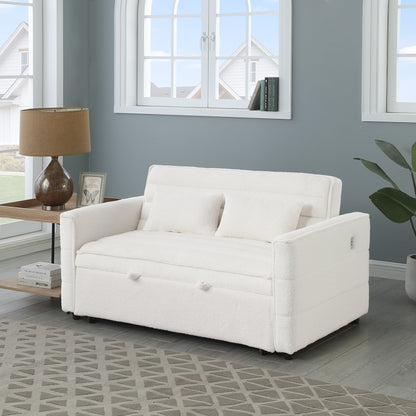 Divano letto trasformabile in divano letto Boucle beige 55.12 con schienale regolabile e 2 cuscini per la vita per il soggiorno
