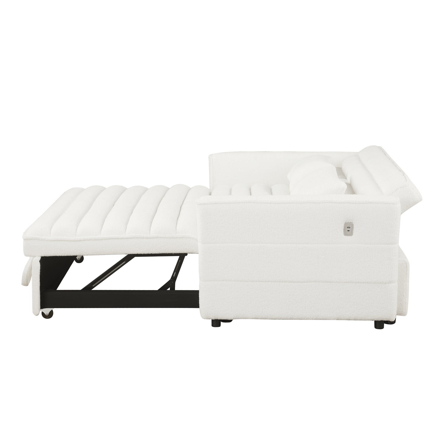 Divano letto trasformabile in divano letto Boucle beige 55.12 con schienale regolabile e 2 cuscini per la vita per il soggiorno