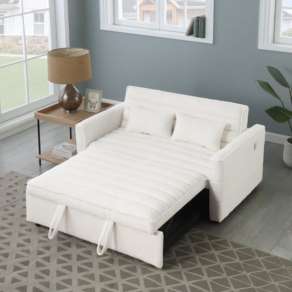 Divano letto trasformabile in divano letto Boucle beige 55.12 con schienale regolabile e 2 cuscini per la vita per il soggiorno