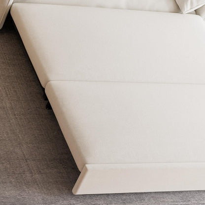 Divano letto estraibile 3 in 1 in velluto beige da 63,8 pollici con contenitore laterale per soggiorno