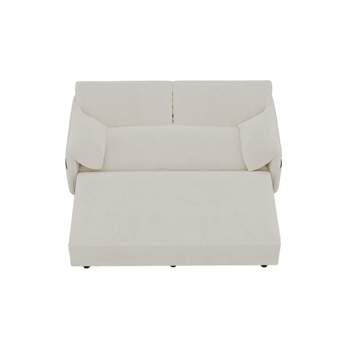 Divano letto estraibile 3 in 1 in velluto beige da 63,8 pollici con contenitore laterale per soggiorno