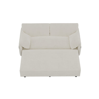 Divano letto estraibile 3 in 1 in velluto beige da 63,8 pollici con contenitore laterale per soggiorno
