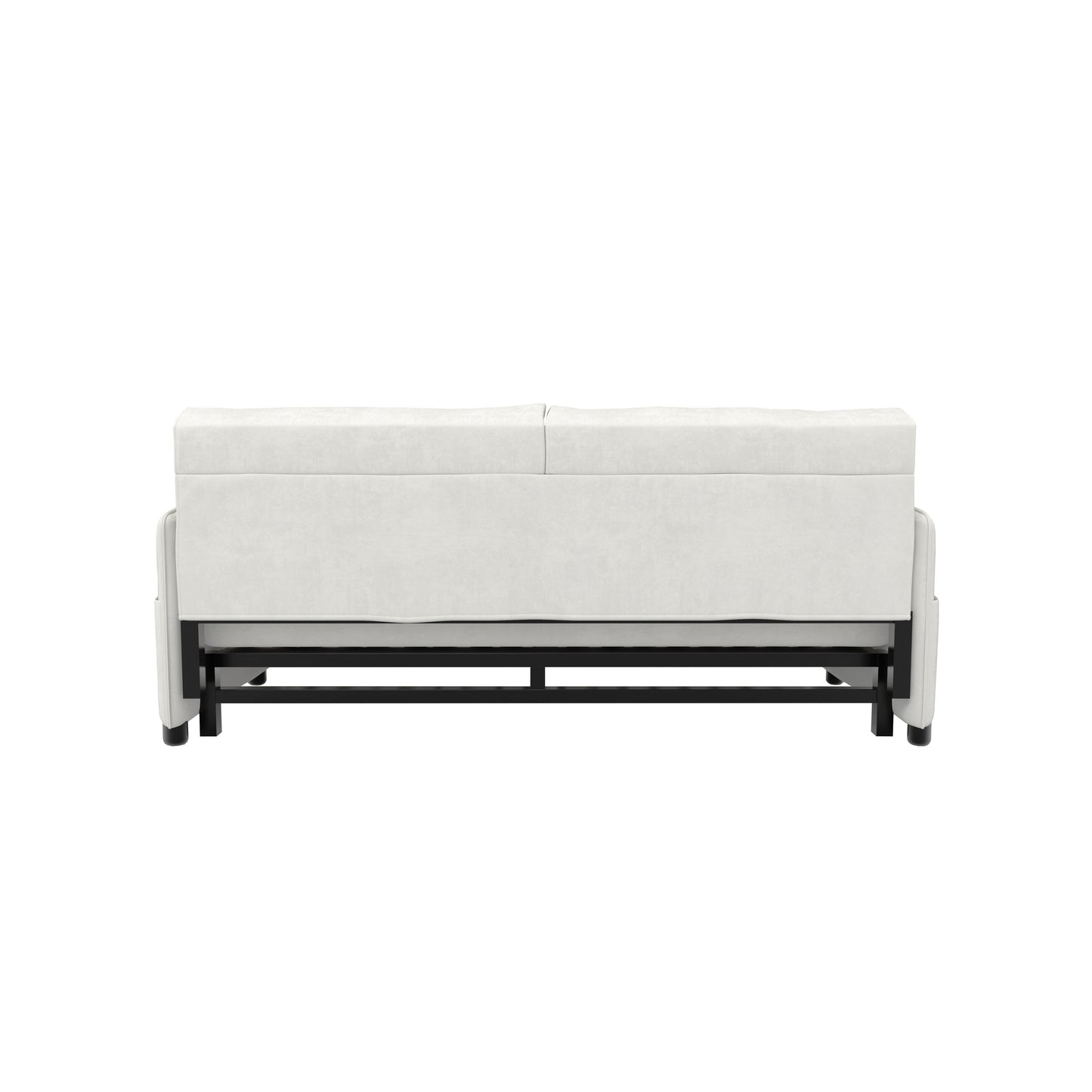 Divano letto estraibile 3 in 1 in velluto beige da 63,8 pollici con contenitore laterale per soggiorno