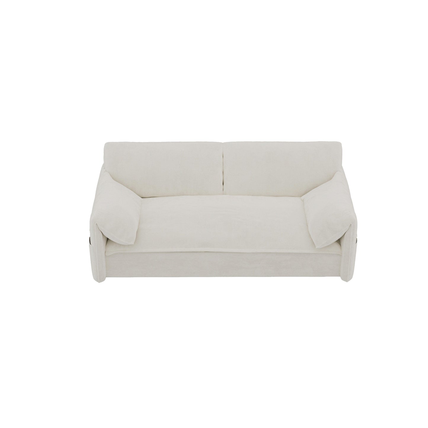 Divano letto estraibile 3 in 1 in velluto beige da 63,8 pollici con contenitore laterale per soggiorno