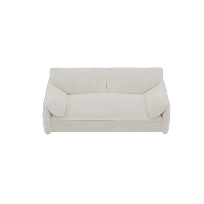 Divano letto estraibile 3 in 1 in velluto beige da 63,8 pollici con contenitore laterale per soggiorno