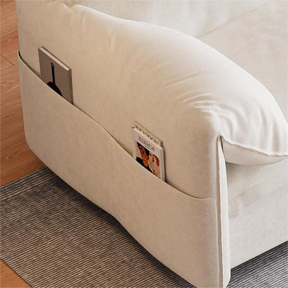 Divano letto estraibile 3 in 1 in velluto beige da 63,8 pollici con contenitore laterale per soggiorno
