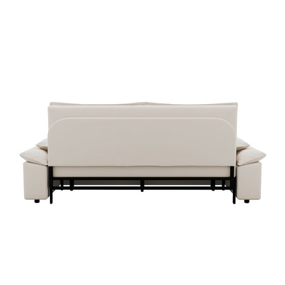 Divano letto estraibile 3 in 1 in velluto beige 70.1 con 2 morbidi cuscini per soggiorno