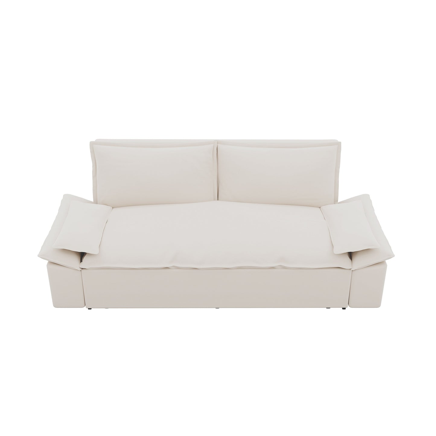 Divano letto estraibile 3 in 1 in velluto beige 70.1 con 2 morbidi cuscini per soggiorno