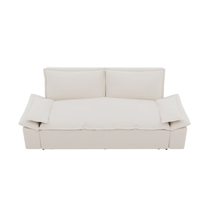 Divano letto estraibile 3 in 1 in velluto beige 70.1 con 2 morbidi cuscini per soggiorno
