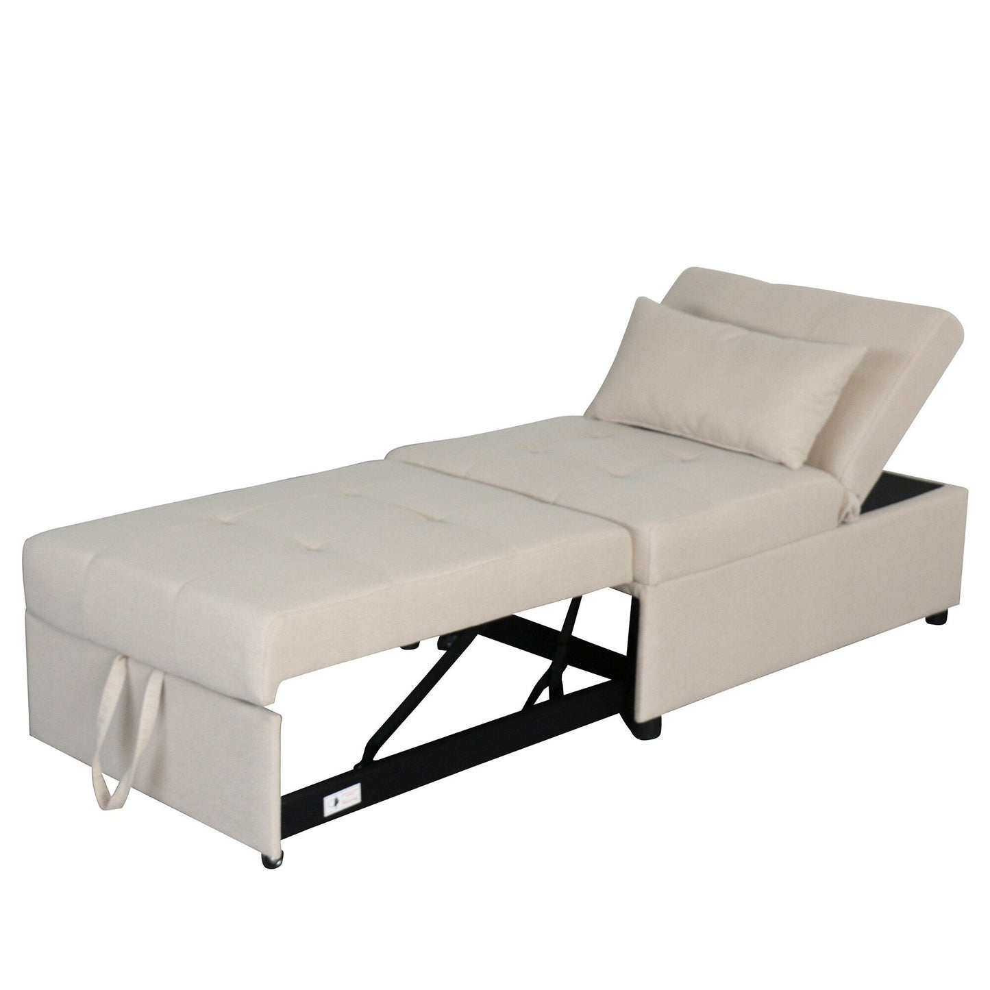 Divano letto singolo imbottito in similpelle beige 70.9 con cuscino per soggiorno