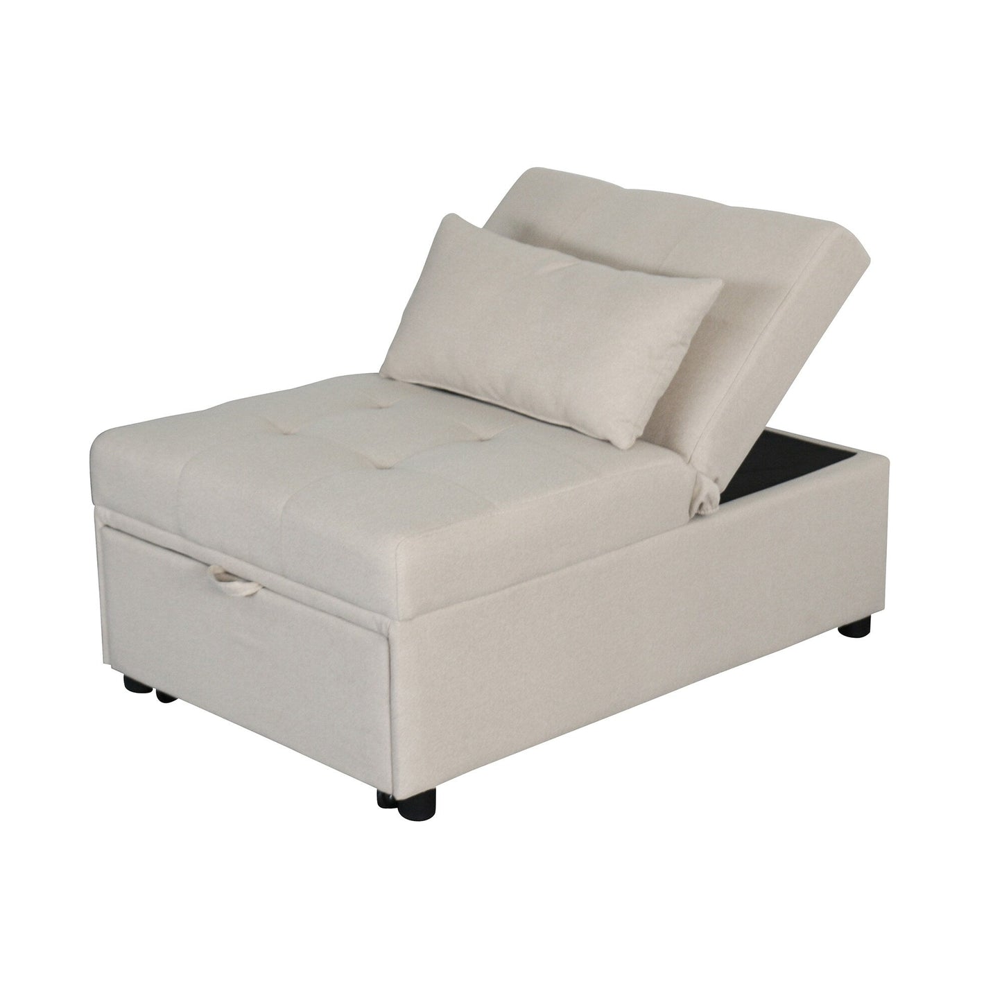 Divano letto singolo imbottito in similpelle beige 70.9 con cuscino per soggiorno
