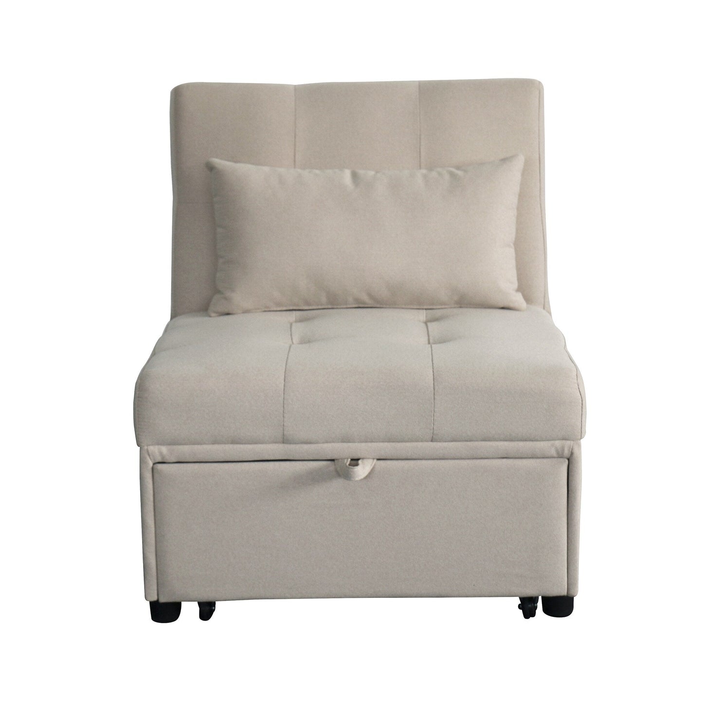 Divano letto singolo imbottito in similpelle beige 70.9 con cuscino per soggiorno