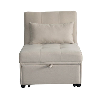 Divano letto singolo imbottito in similpelle beige 70.9 con cuscino per soggiorno