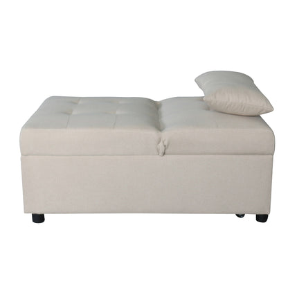 Divano letto singolo imbottito in similpelle beige 70.9 con cuscino per soggiorno