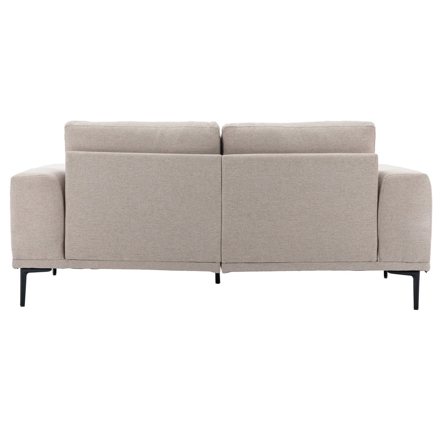 Divano grande a 2 posti in tessuto beige 74,8 con cuscini rimovibili, gambe in ferro e braccioli quadrati