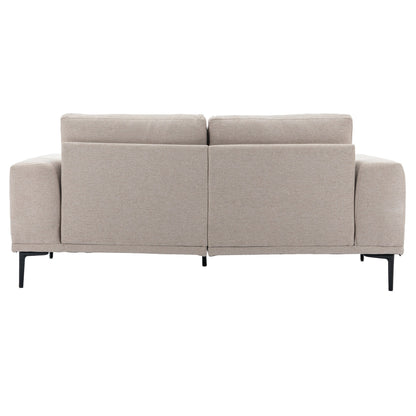 Divano grande a 2 posti in tessuto beige 74,8 con cuscini rimovibili, gambe in ferro e braccioli quadrati