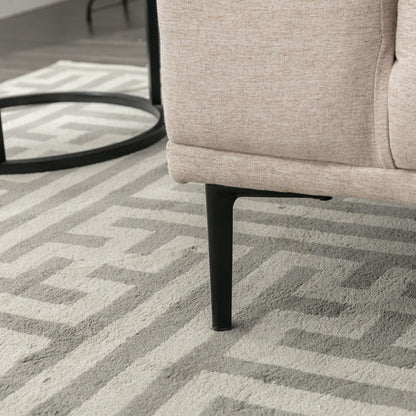 Divano a 2 posti in tessuto beige da 74,8'' con cuscini rimovibili, gambe in ferro e braccioli quadrati