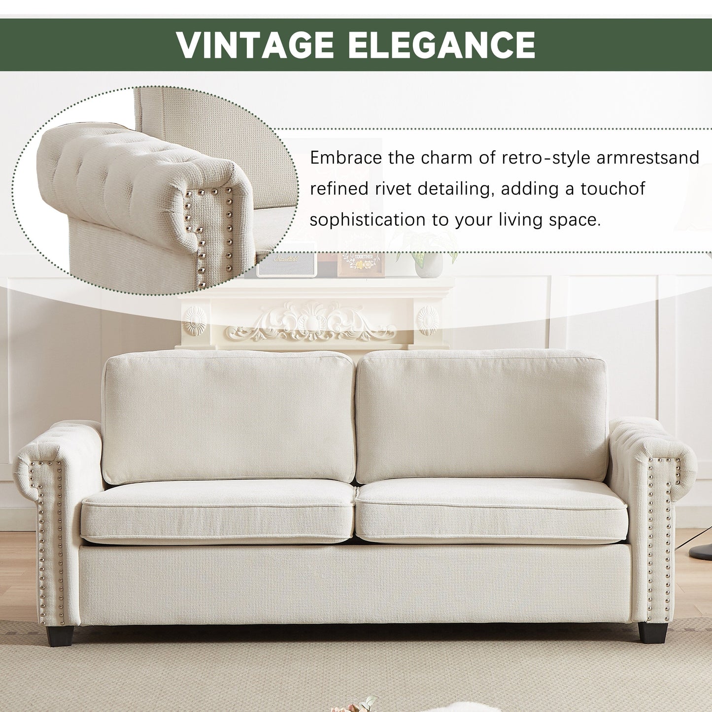 Divano letto trasformabile 2 in 1 in poliestere beige 83,8 con 3 posti e materasso pieghevole per soggiorno