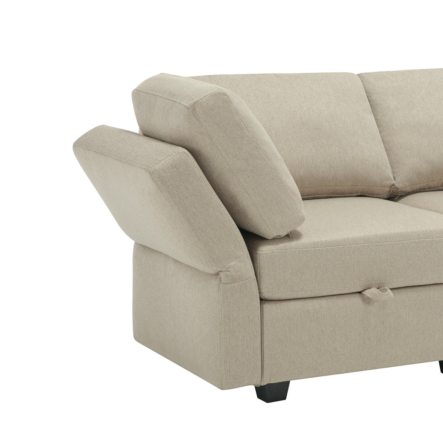 Divano componibile modulare beige da 87,9'' a 3 posti con pouf, schienali e braccioli regolabili, sedili contenitore e cuscini spessi