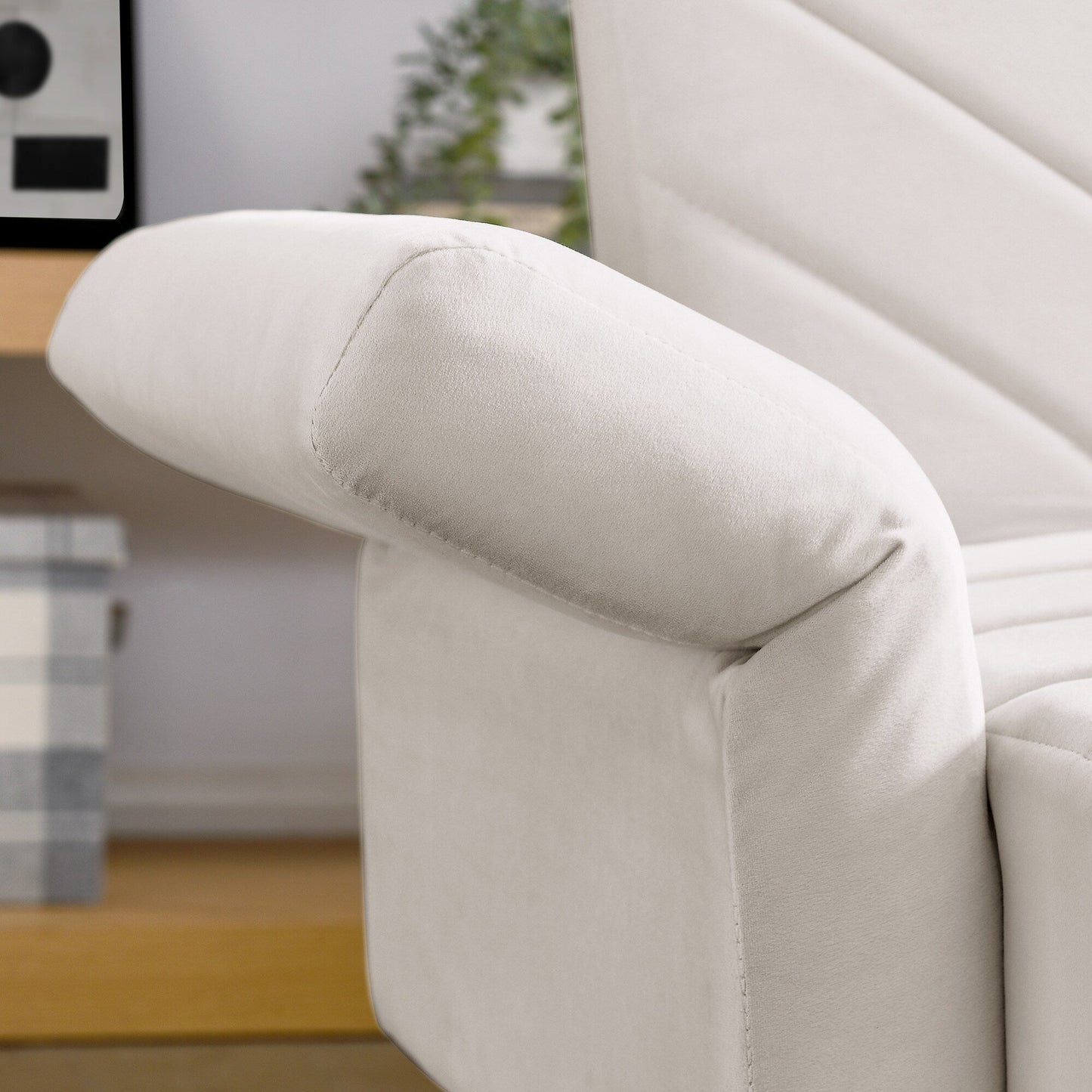 Divano letto futon trasformabile in velluto beige 87 con braccioli regolabili per soggiorno